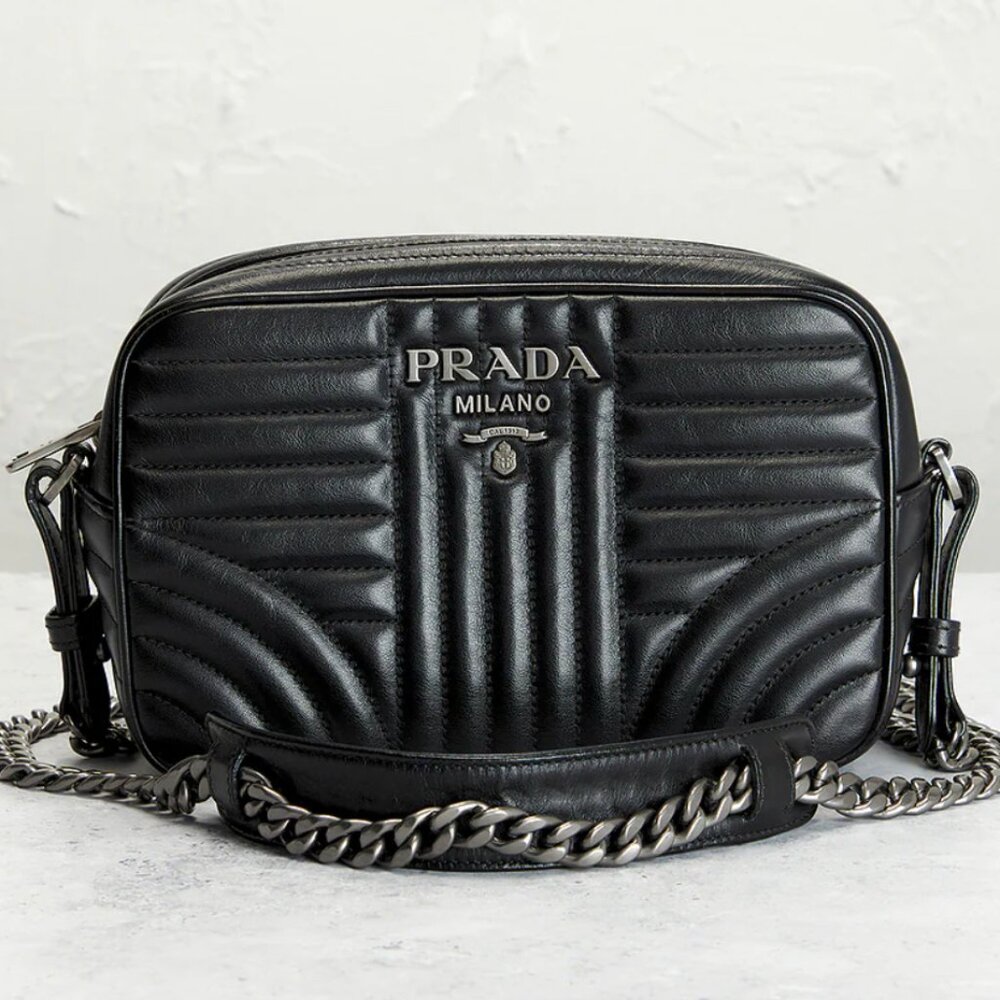 Prada Camera Diagramme Shoulder Bag, Quilted Leather Mini